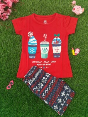 Christmas Girls Contrast Set Red