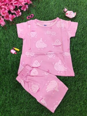 Cute Fruits Girls Co-Ord Set Pink