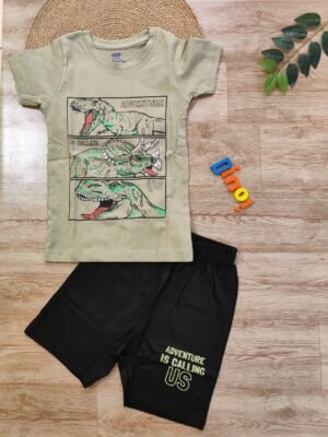 Dinosaur Boys Contrast Set Olive Green