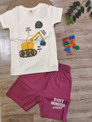 Excavator Boys Contrast Set Cream