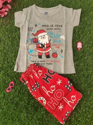 Santa Girls Contrast Set Grey